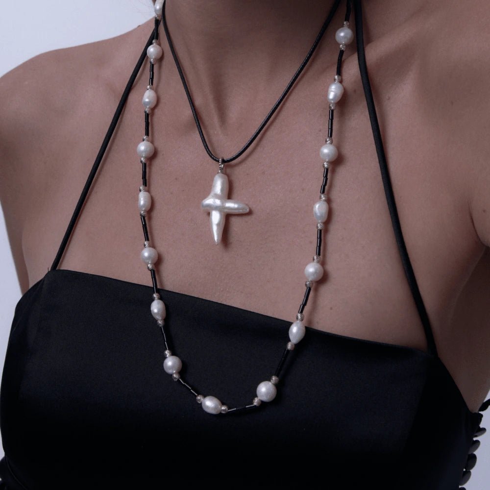 Rox | White Oval Baroque Pearl Silver Necklace