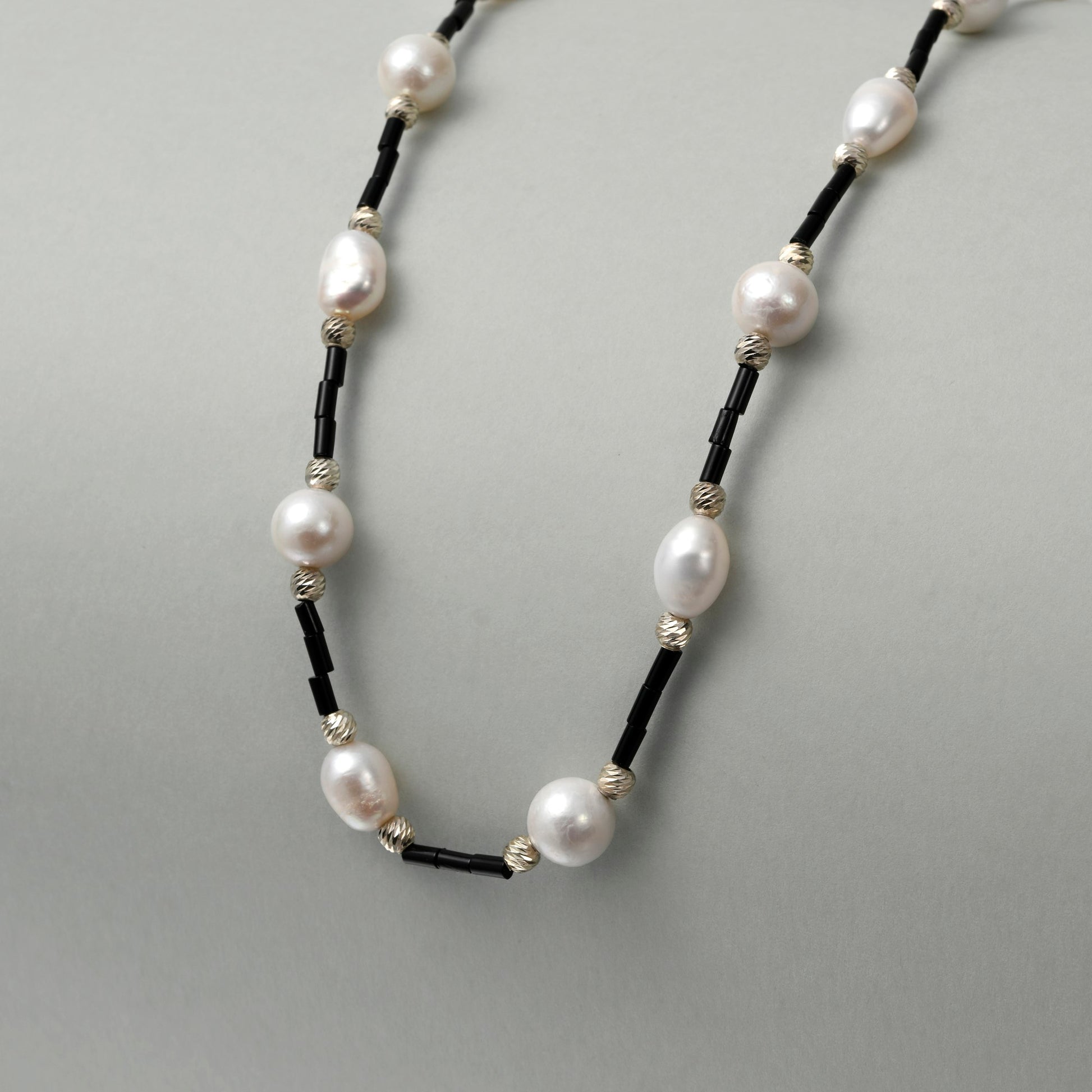 Rox | White Oval Baroque Pearl Silver Necklace