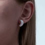 Luna White Moon Baroque Pearl Silver Stud Earrings model view 1