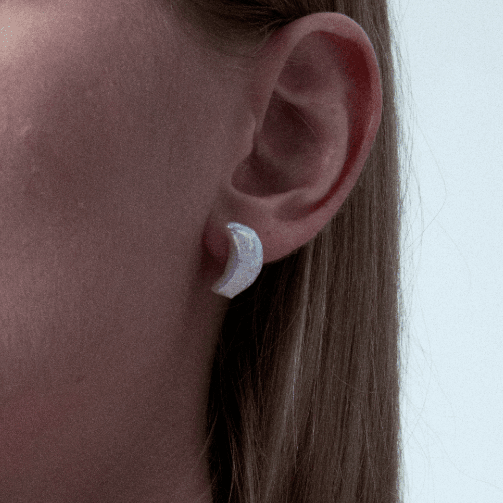Luna | White Moon Baroque Pearl Silver Stud Earrings
