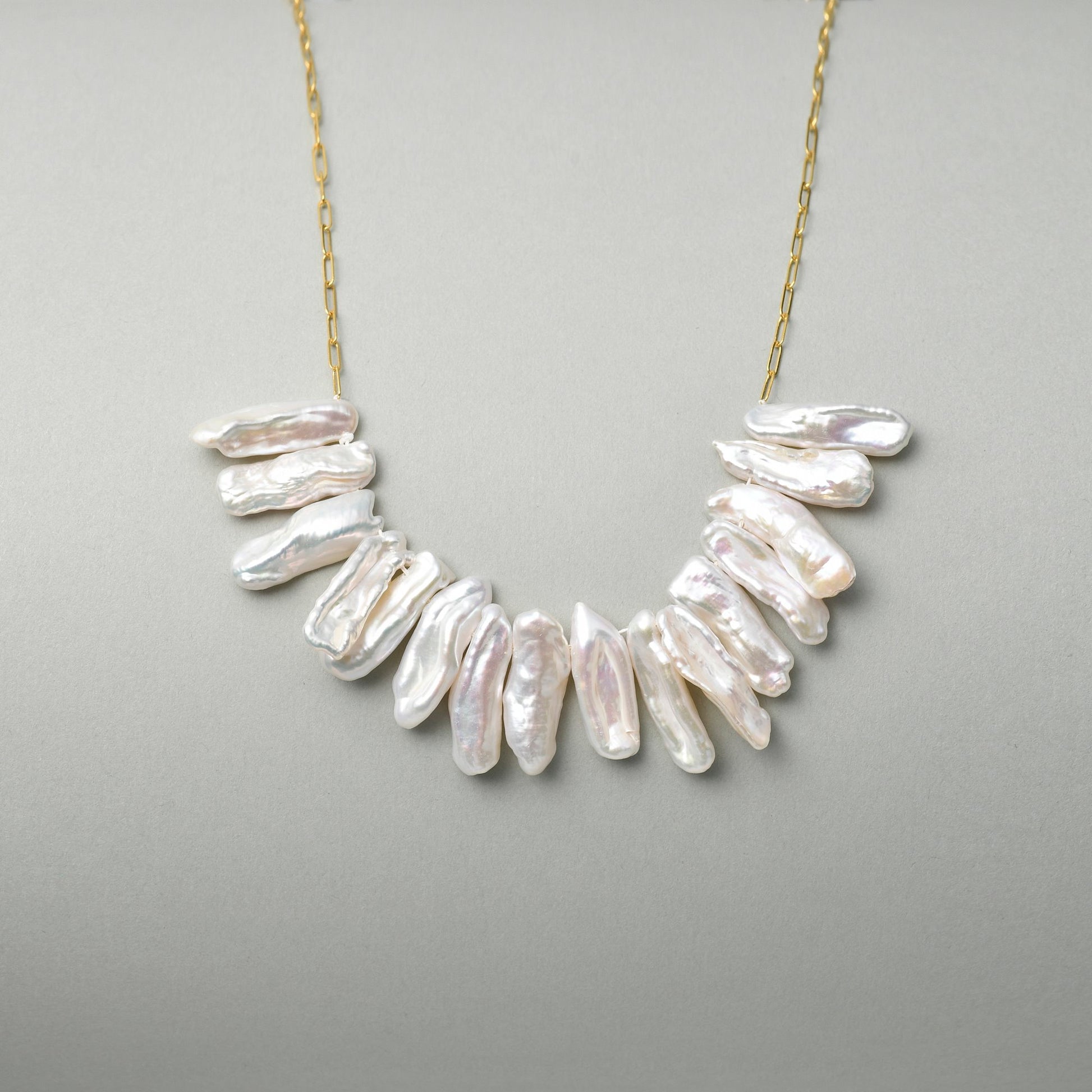 Nowa | White Stick Baroque Pearl 18k Gold Pendant