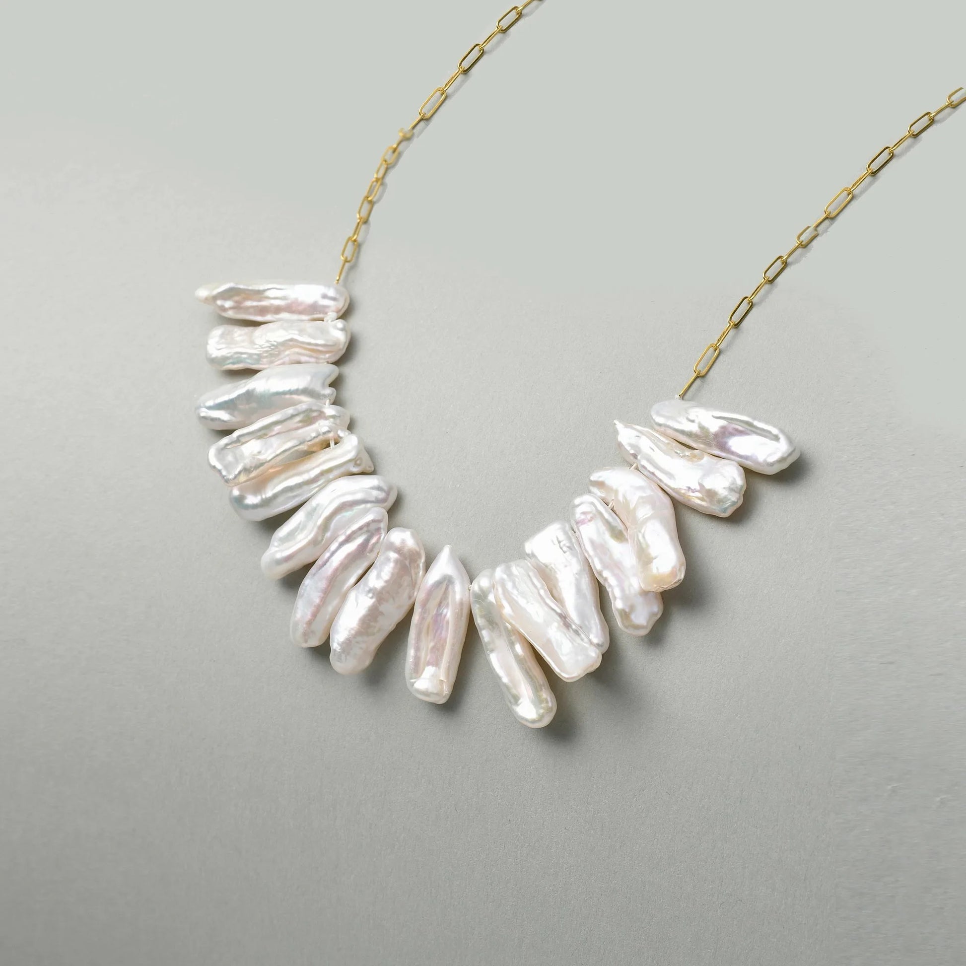 Nowa | White Stick Baroque Pearl 18k Gold Pendant