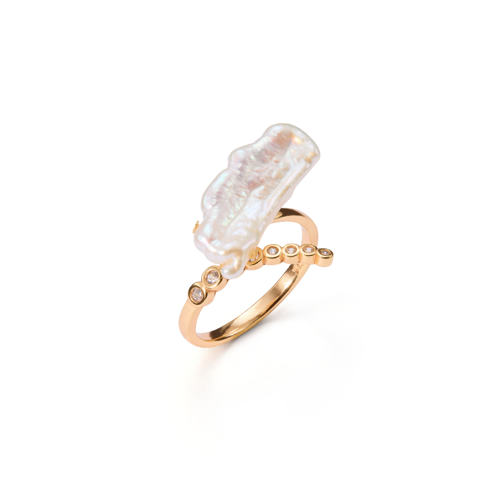 Radiant Crest Baroque Pearl Ring