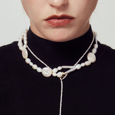 Collier ras du cou en perles à boutons Roman Holiday