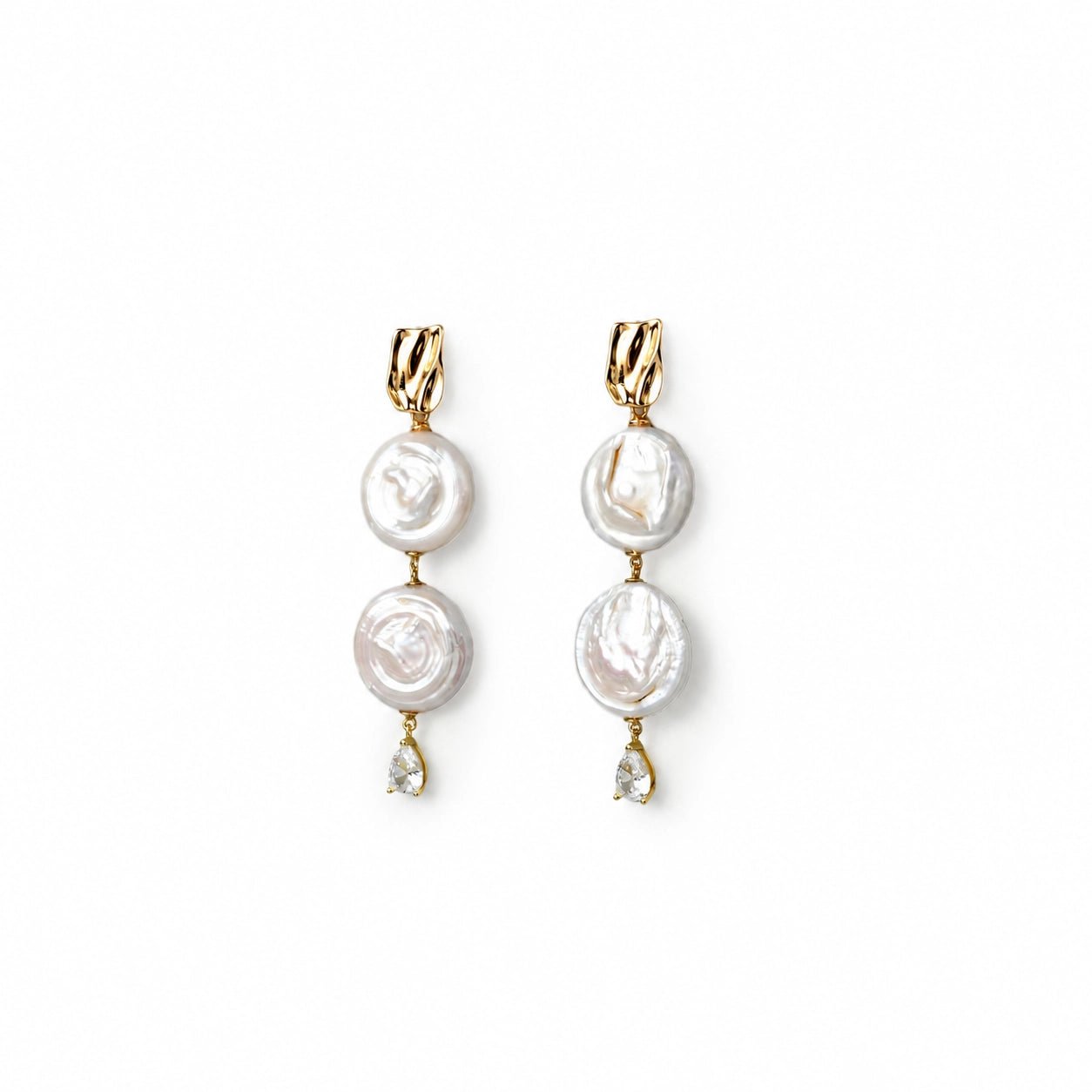 Roman Holiday double baroque pearl drop earrings main view
