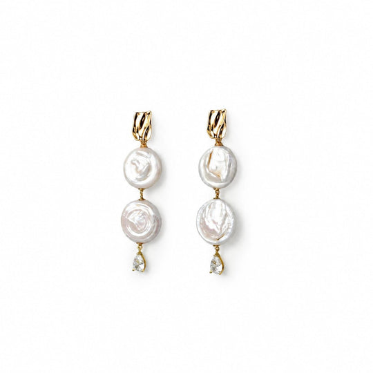 Roman Holiday double baroque pearl drop earrings main view