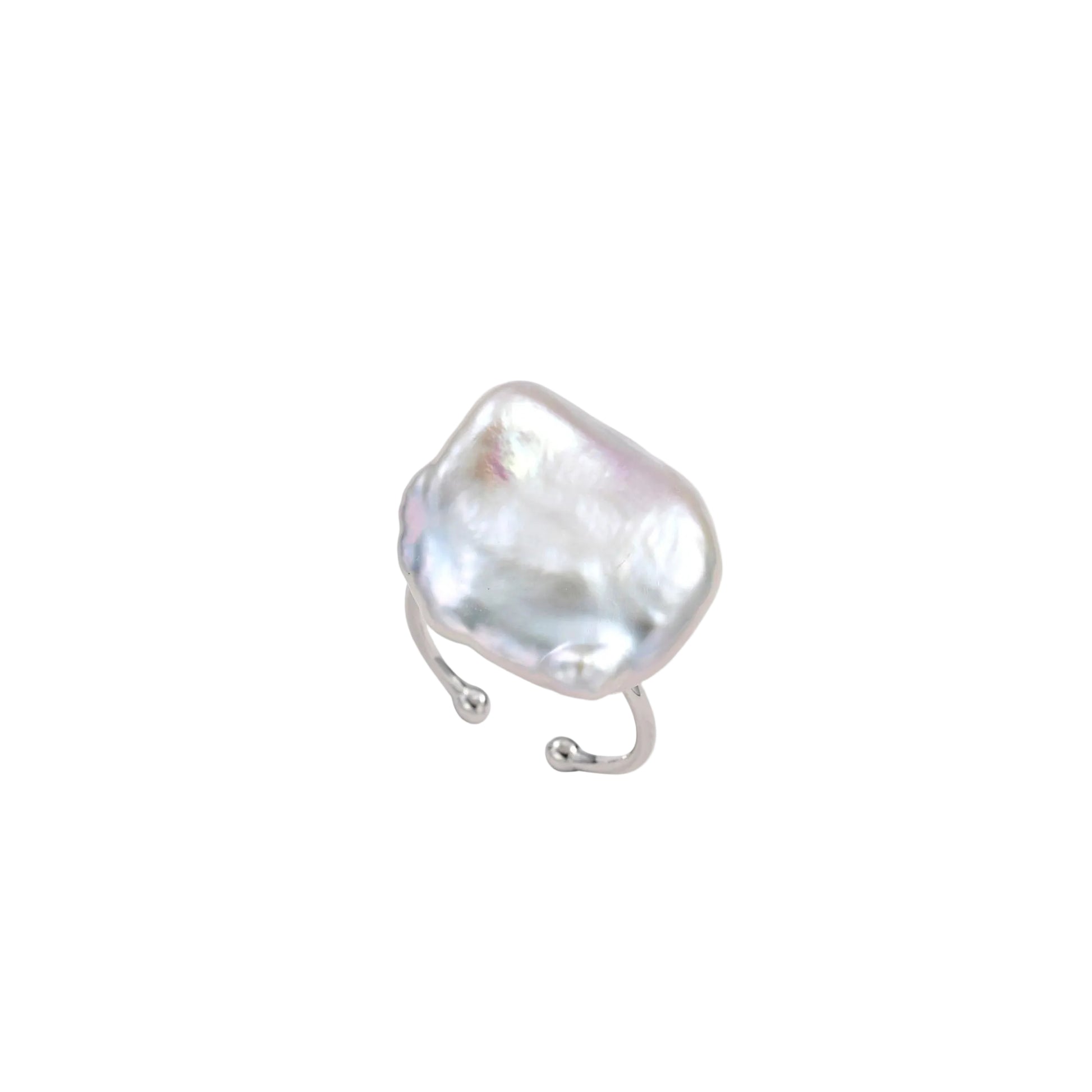 Bold Petal Pearl Open Ring