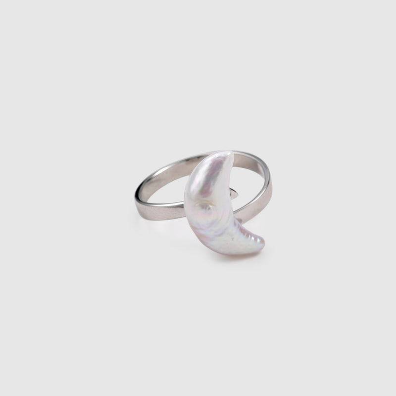 Moon Pearl Open Ring