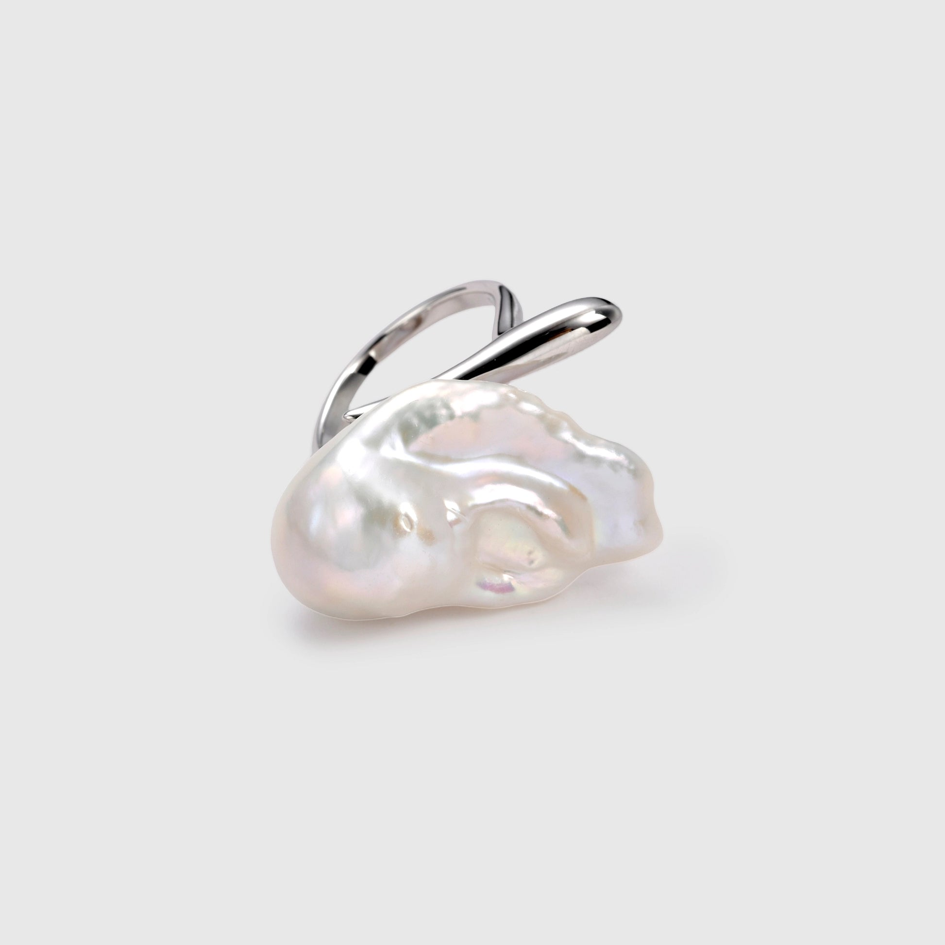 Lori | White Baroque Pearl Silver Open Ring
