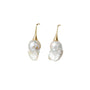 Baroque freshwater pearl dangle hook earrings, real gold pearl drop earrings