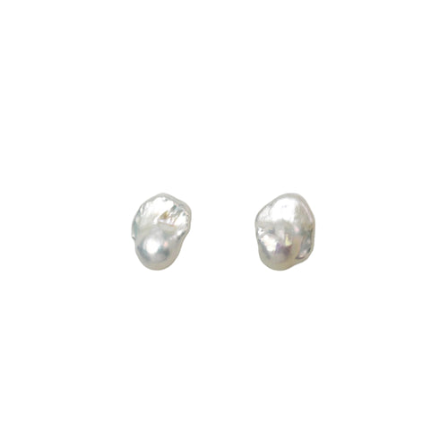 Sulu | White Baroque Pearl Silver Stud Earrings