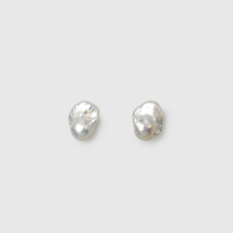Silver-blue Baroque Pearl Stud Earrings