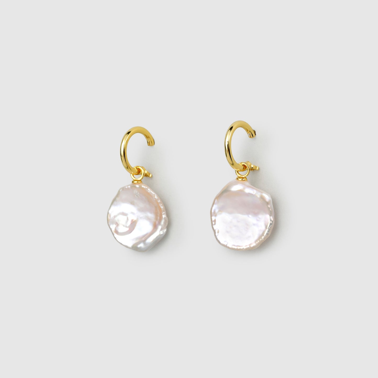 Golden Petal Coin Baroque Pearl Earrings