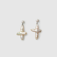 Cross Baroque Pearl Earrings main thumbnail