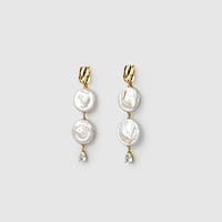 Double Button Baroque Pearl Drop Earrings main thumbnail