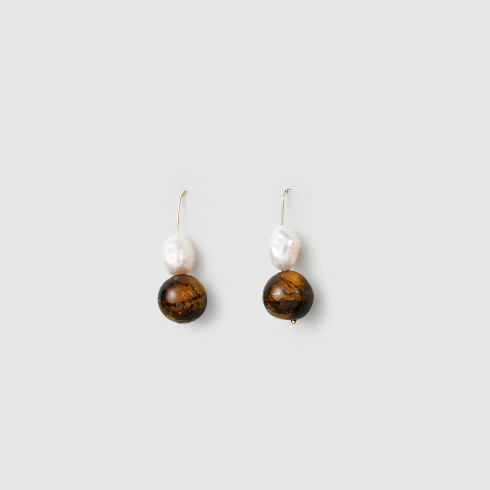Tiger’s Eye & Baroque Pearl Earrings