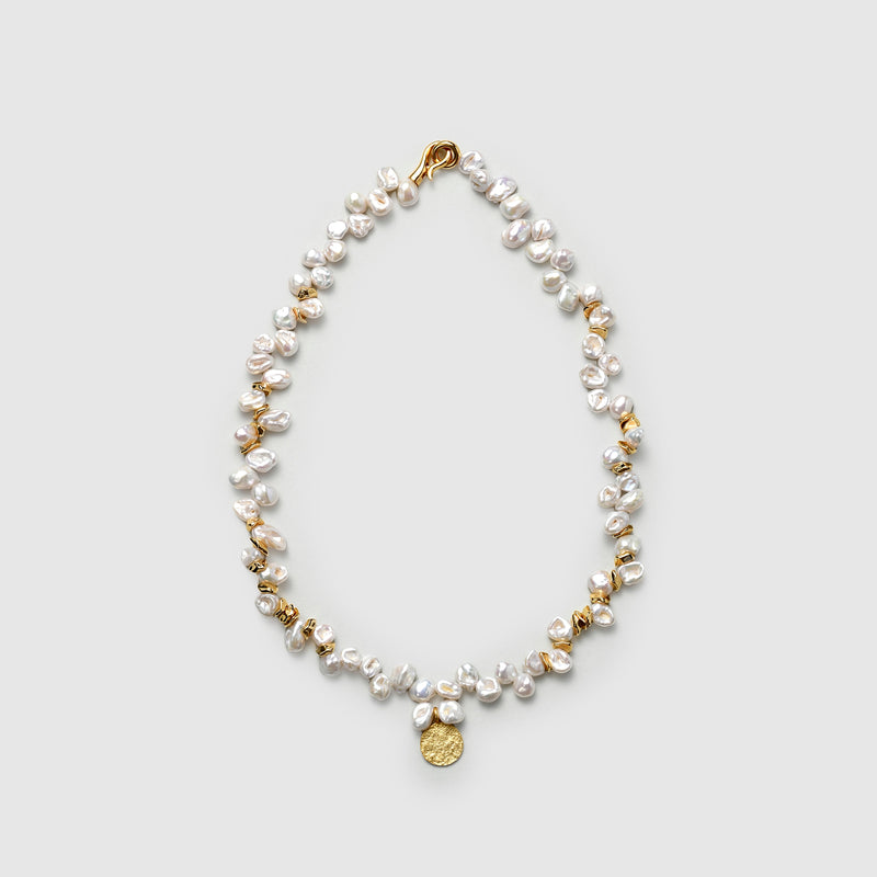 Baroque Pearl Necklace with Gold Disc