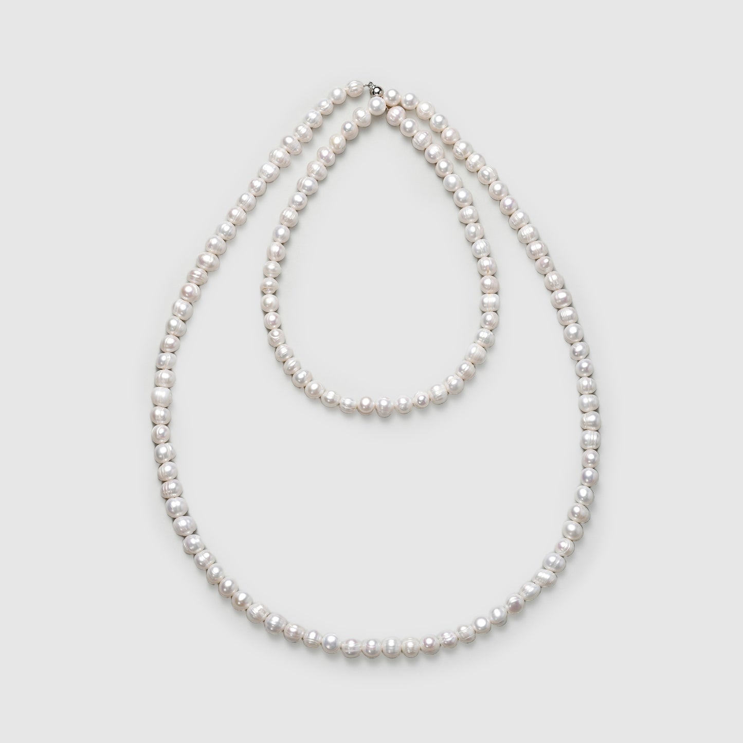 Double Circle Strand Classic Pearl Necklace