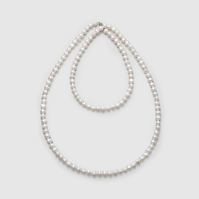 Double Circle Strand Classic Pearl Necklace