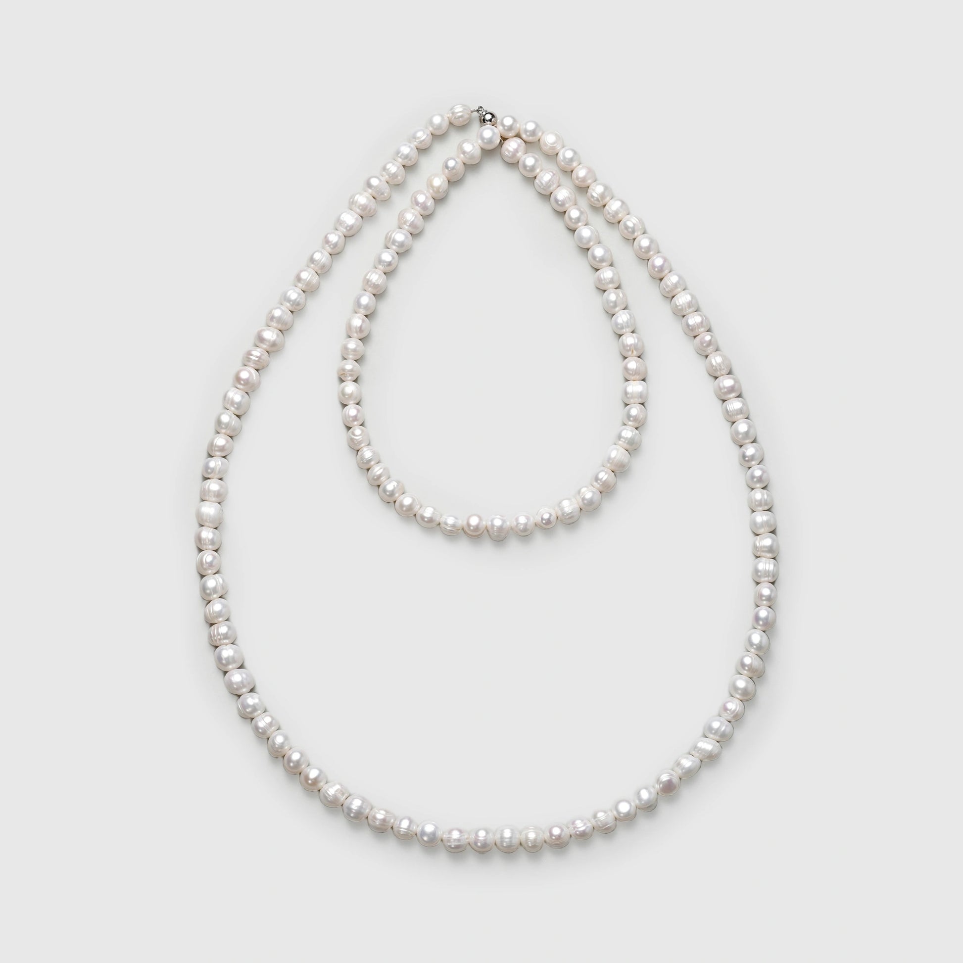 Olea | White Oval Baroque Pearl Silver Necklace