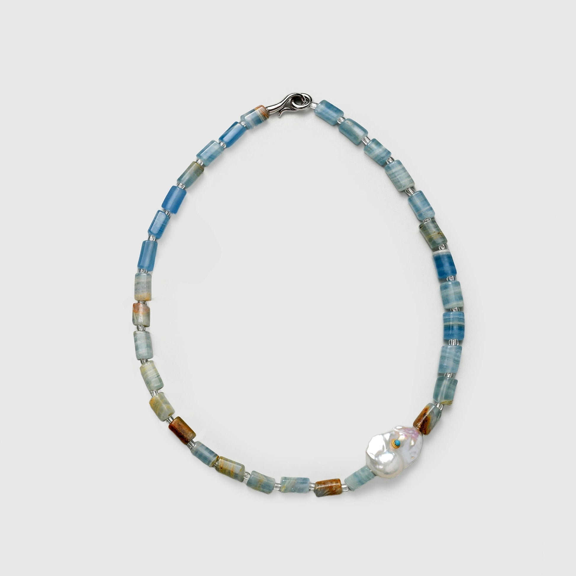 Azure | White Baroque Pearl Blue-Green Mineral Beads Necklace