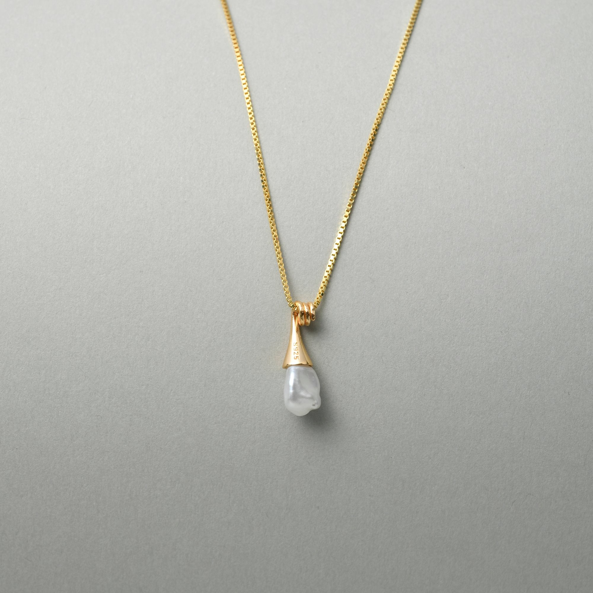 Blue Keshi Pearl Drop Pendant 18K Gold Plated | Baroque Hour