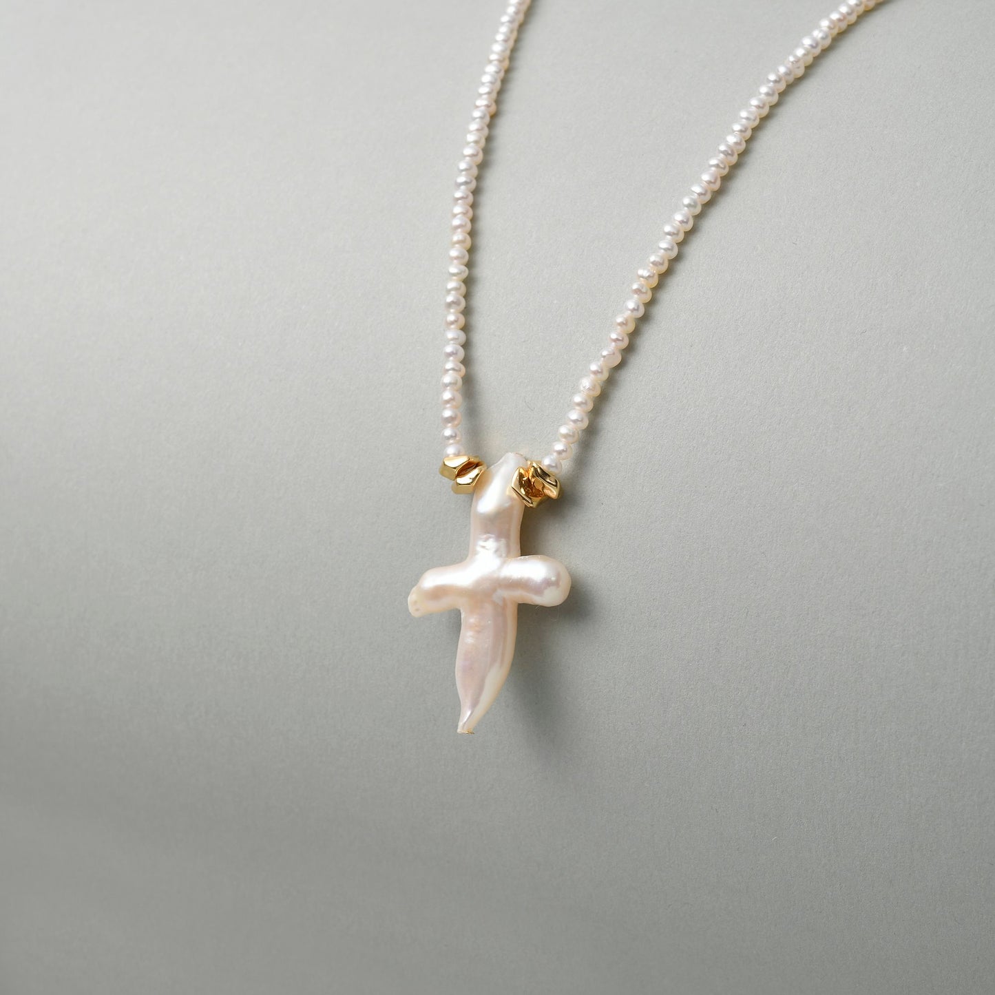 Baroque Cross Pearl With String Of Beads Pearls Pendant
