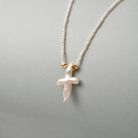 Baroque Cross Pearl With String Of Beads Pearls Pendant main thumbnail
