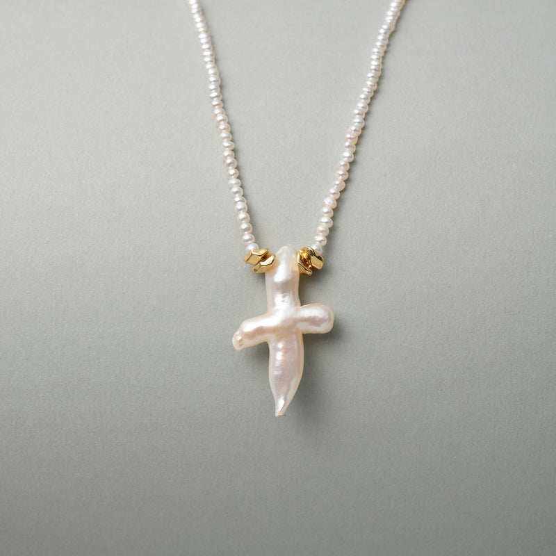 Baroque Cross Pearl With String Of Beads Pearls Pendant