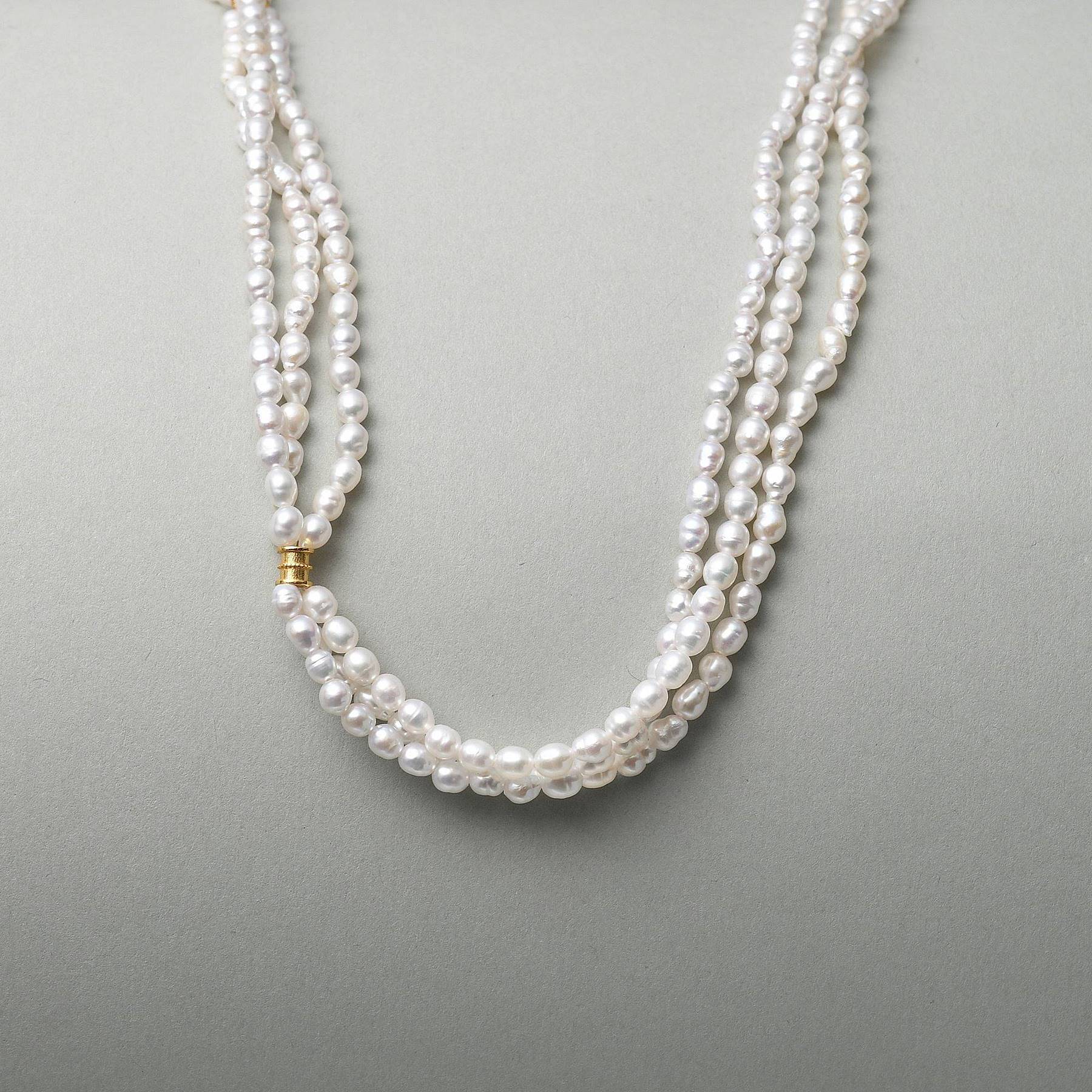 Triple Strand Pink Pearl Necklace