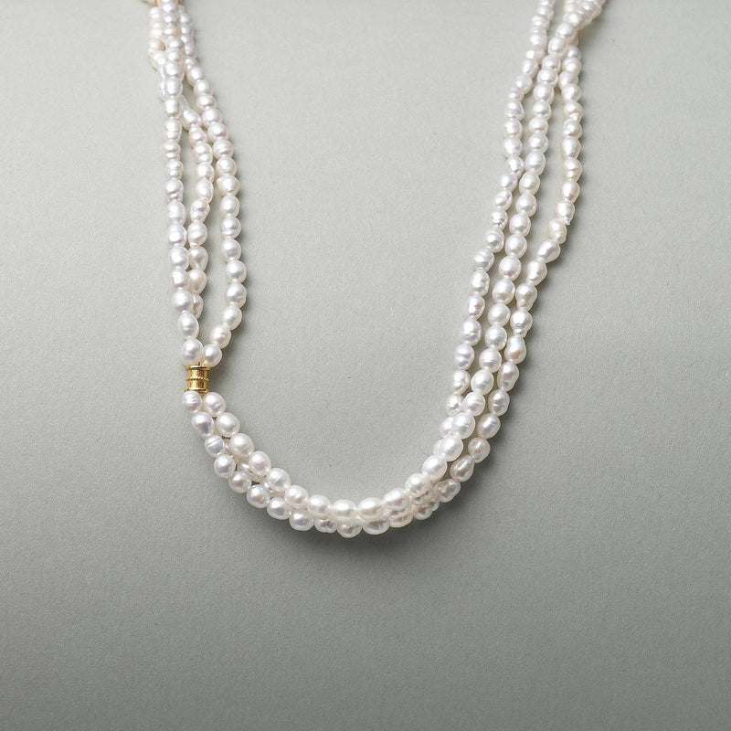Triple Strand Pink Pearl Necklace image 2