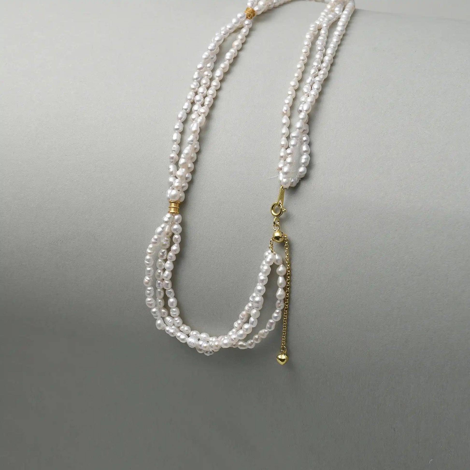 Pulse |  Pink Oval Baroque Pearl Triple Strand Necklace