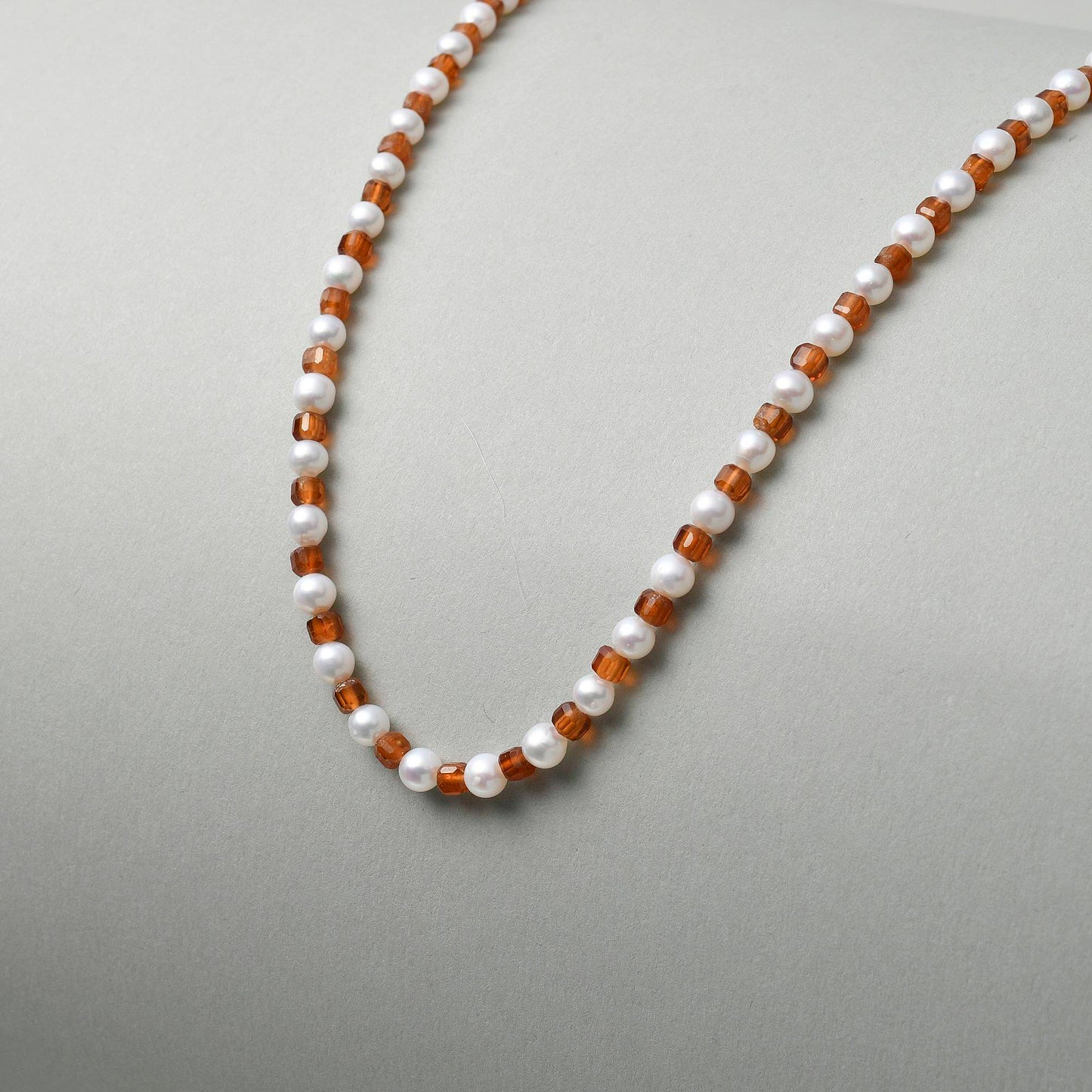 Garnet & Pearl Beaded Necklace