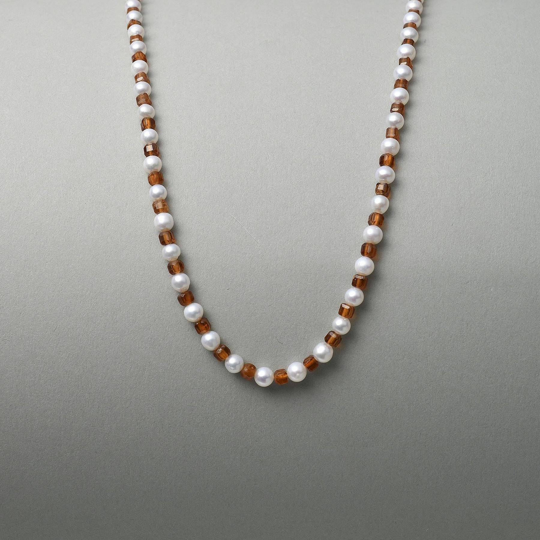 Garnet & Pearl Beaded Necklace