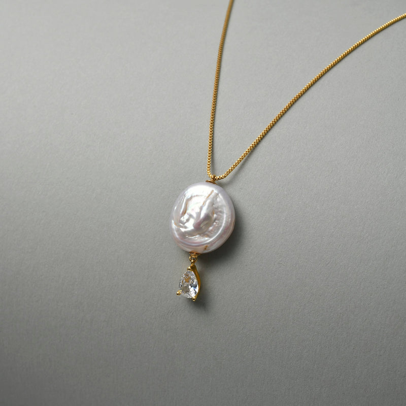 Roman Holiday Coin Pearl Pendant