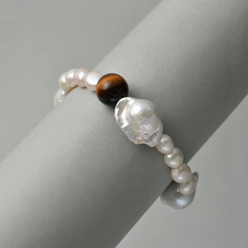 Tiger’s Eye & Baroque Pearl Bracelet main image