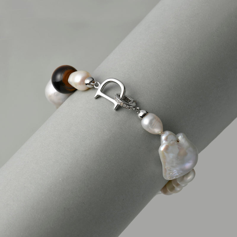 Tiger’s Eye & Baroque Pearl Bracelet