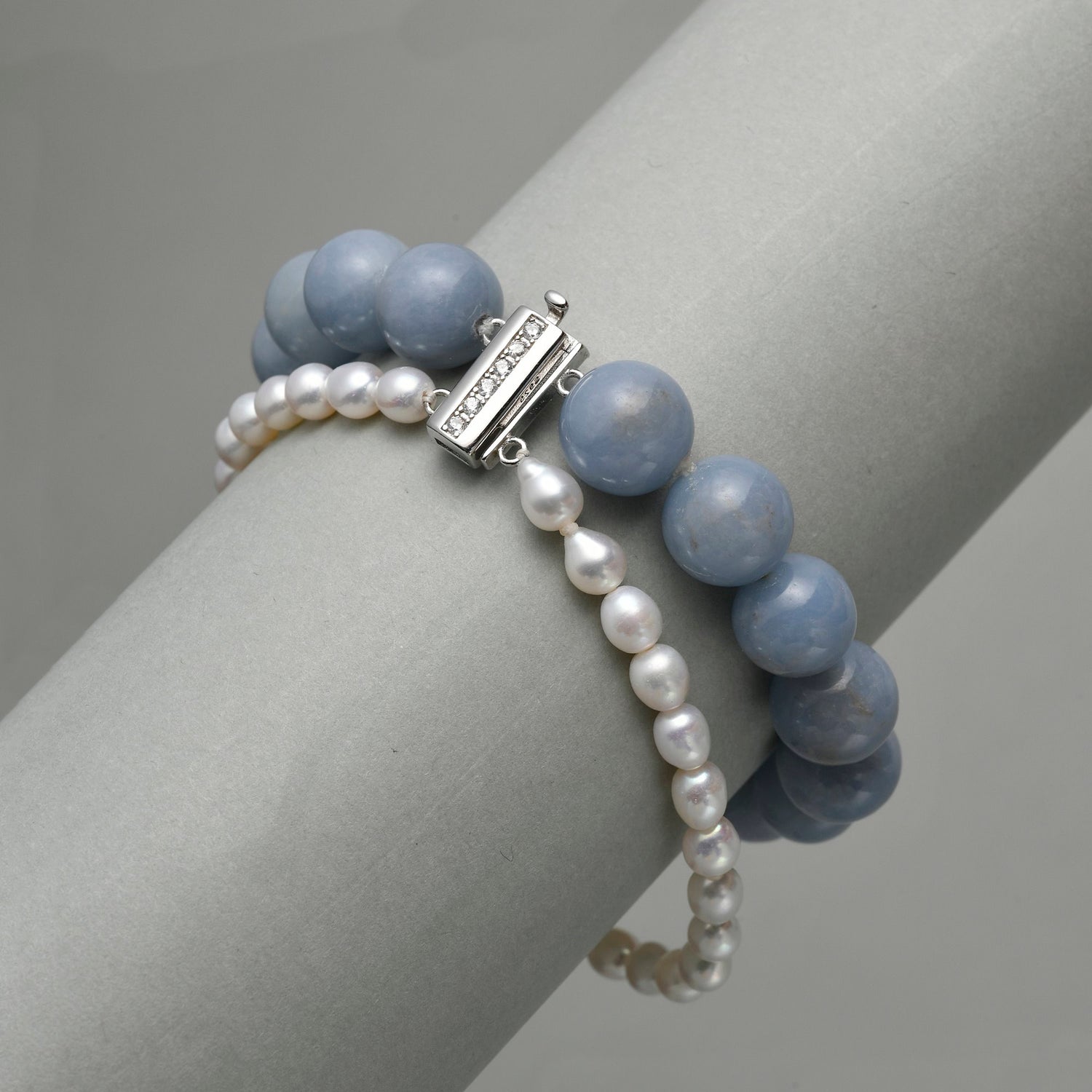 Peruvian Blue Stone & Pearl Bracelet
