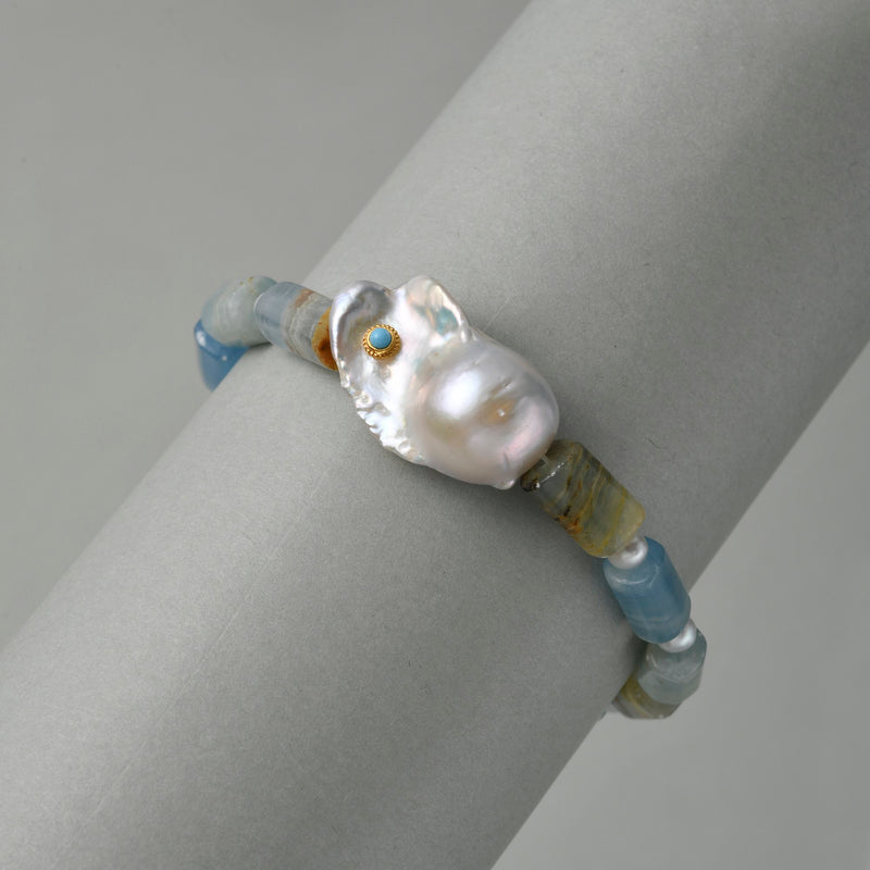 Turquoise Accent Baroque Pearl Bracelet image 2