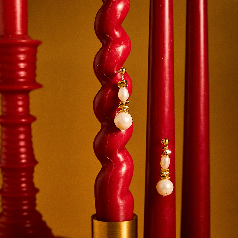 Stello | White Drop Baroque Pearl 18k Gold Earrings