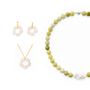 Serpentine pearl garden graduation jewelry set studio shot