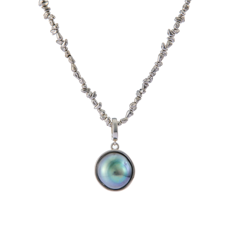 Shadow Orbit Pearl Pendant Necklace main image