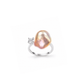 Side view of the pearl open ring with zircon accent detail