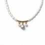  Silver grey drop baroque pearl 18k gold plated necklace close up detail