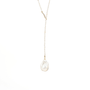 Solstice Drop Y-shaped baroque pearl necklace with 18k gold accents for women worldwide