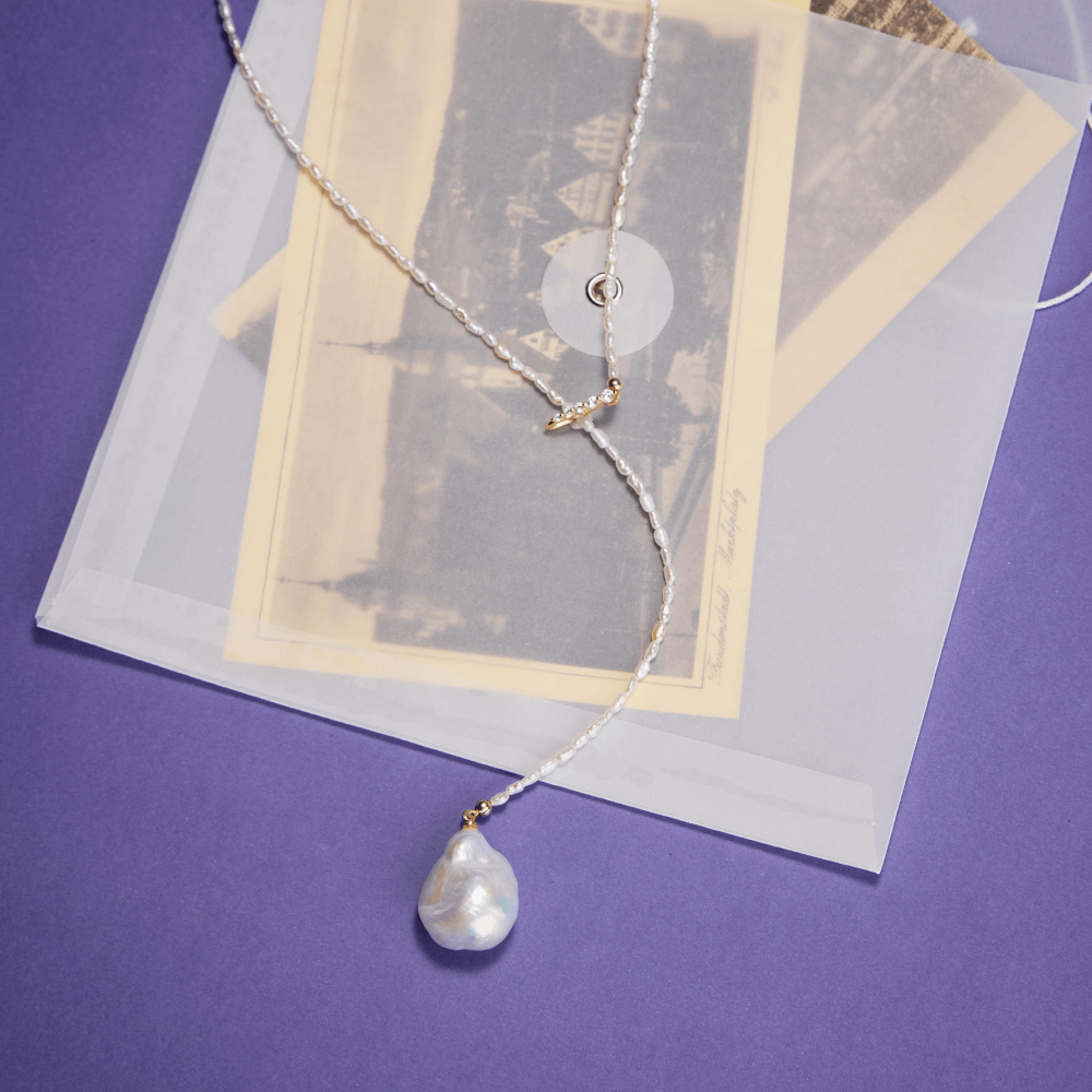 Sculptural baroque freshwater pearl drop pendant