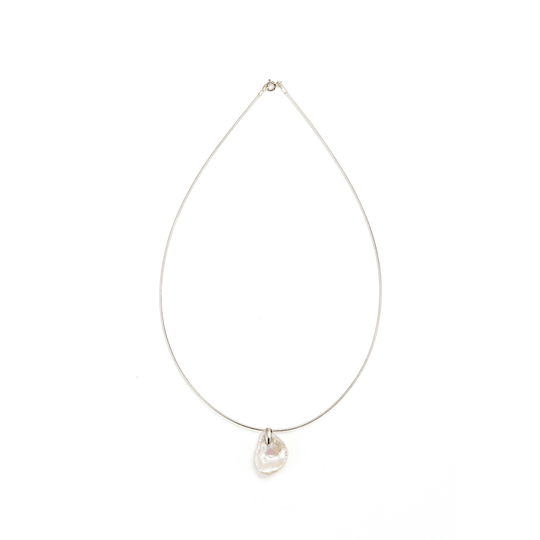 Starlit | White Petal Baroque Pearl Silver Necklace