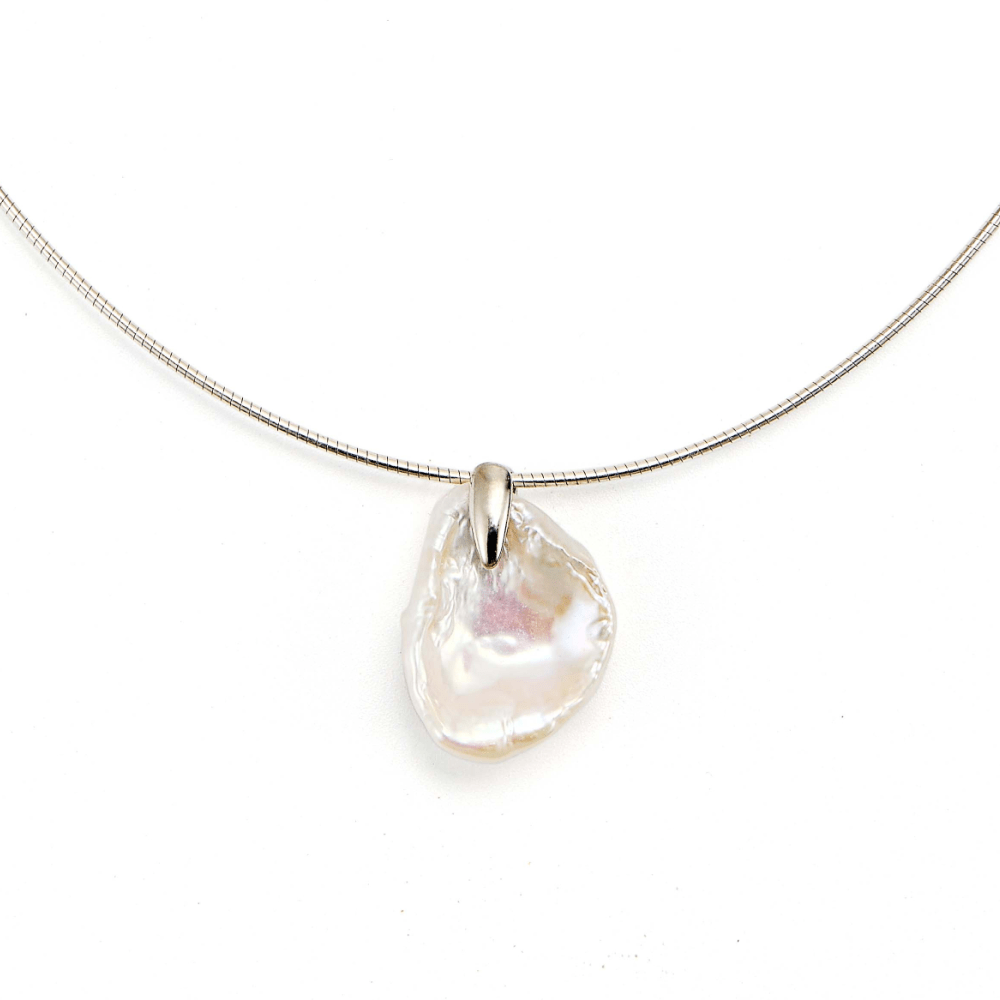 Starlit | White Petal Baroque Pearl Silver Necklace