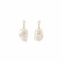 Sterling silver big baroque dual pearl drop earring