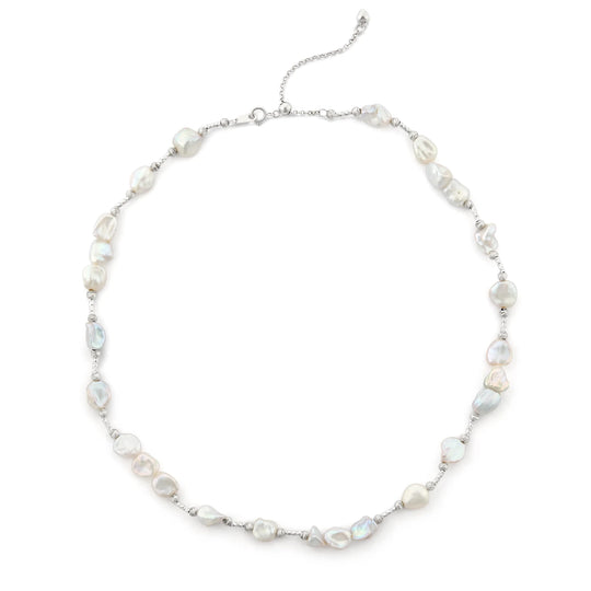 Sterling silver mini baroque pearl thin necklace for stack wedding style